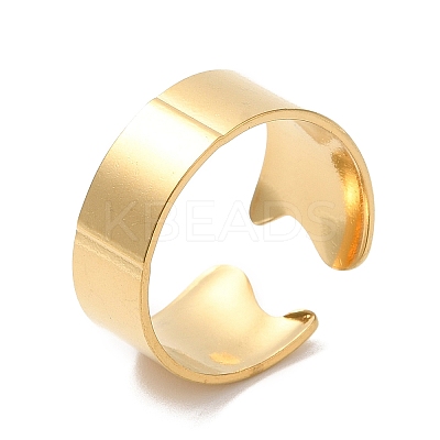 Ion Plating(IP) 304 Stainless Steel Plain Open Cuff Ring for Women RJEW-M149-22G-1