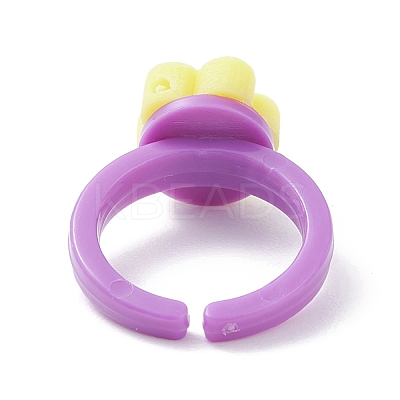 Handmade Flower Polymer Clay Cuff Ring for Teen Girl Women RJEW-JR00403-1