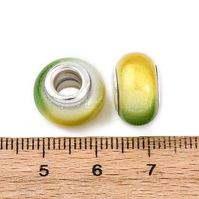 Two Tone Opaque Resin Rondelle European Beads RESI-Z046-02G-1