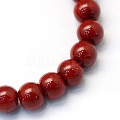 Baking Paint Pearlized Glass Pearl Round Bead Strands LS-HY-Q330-8mm-35-1