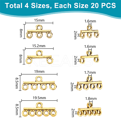 80Pcs 4 Styles Alloy Chandelier Component Links FIND-PH0022-78AG-1