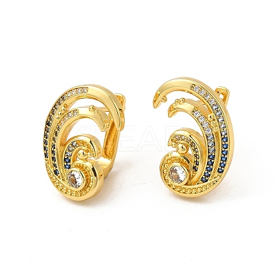 Rack Plating Brass Micro Pave Cubic Zirconia Stud Earrings EJEW-P221-50G-1