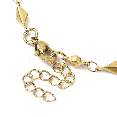 Ion Plating(IP) 304 Stainless Steel Rhombus Link Chain Bracelets for Women BJEW-D023-01G-1