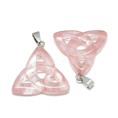 Cherry Quartz Glass Pendants G-T088-13-1