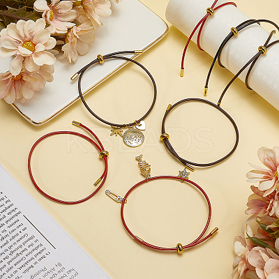 12Pcs 3 Colors Adjustable PU Leather Cord Slider Bracelets BJEW-SC0001-39G-1