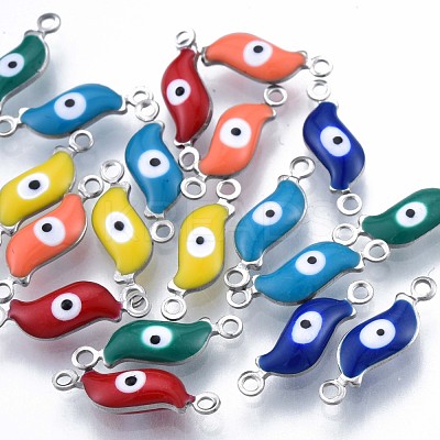 304 Stainless Steel Enamel Connector Charms STAS-N092-180-1