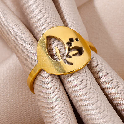 Personality Special-Interest 304 Stainless Steel Finger Rings for Women FS-WG32BFC-01-1