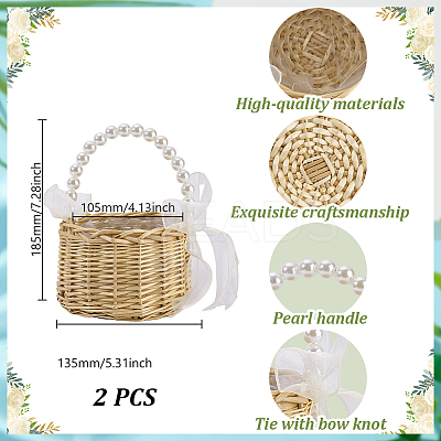 Wicker Flower Baskets with Handle DIY-WH0899-431B-1