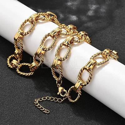 304 Stainless Steel Twisted Oval Link Chain Necklaces NJEW-R023-13G-1