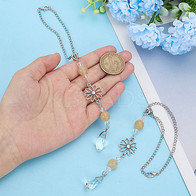 2Pcs Alloy Flower Pendant Decorations HJEW-ME0001-07C-1