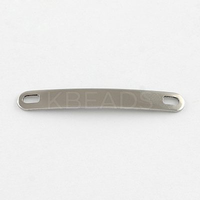 Tarnish Resistant Curved Rectangle 201 Stainless Steel Blank Tag Links connectors STAS-R071-08-1
