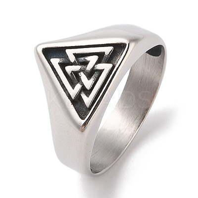 Viking 304 Stainless Steel Valknut Rings RJEW-U005-17F-AS-1