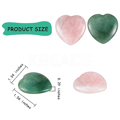 2Pcs 2 Style Heart Natural Mixed Gemstone Massage G-SZ0001-76B-1