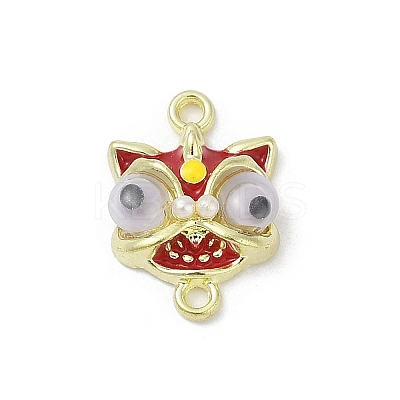 Alloy Enamel Lion Head Connector Charms PALLOY-R151-26G-1