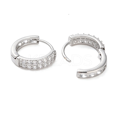 Brass Micro Pave Clear Cubic Zirconia Hoop Earrings LS-EJEW-S234-04P-1