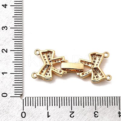 Brass Micro Pave Clear Cubic Zirconia Fold Over Clasps KK-C075-29G-1