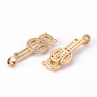 Brass Micro Pave Clear Cubic Zirconia Screw Eye Peg Bails Links Connectors KK-T062-89G-NF-1