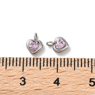 304 Stainless Steel Micro Pave Cubic Zirconia Pendants STAS-L022-396A-P-1