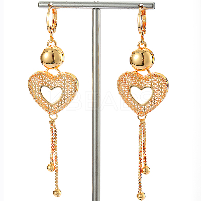 Heart Tassel Brass Hoop Earrings JA5879-1