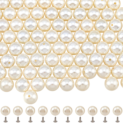 180Pcs ABS Plastic Imitation Pearl Rivet Studs KY-CL0001-02C-1