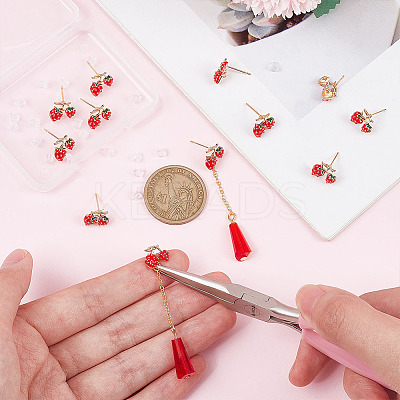 12Pcs Brass Enamel Stud Earring Findings KK-BC0010-08-1