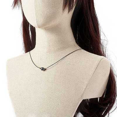 Pearl Luster Plated Round Faceted Natural Agate Pendant Necklace NJEW-JN03657-03-1