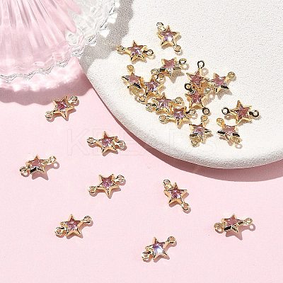 SHEGRACE Brass Pave Cubic Zirconia Star Connector Charms XGRQ2O351-441B-G-1