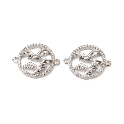Brass Micro Pave Clear Cubic Zirconia Connector Charms KK-E068-VB293-1