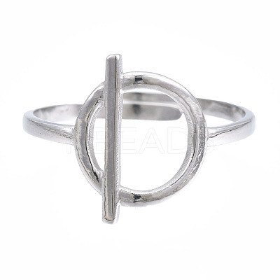 304 Stainless Steel Toggle Clasp Shape Open Cuff Ring RJEW-T023-85P-1