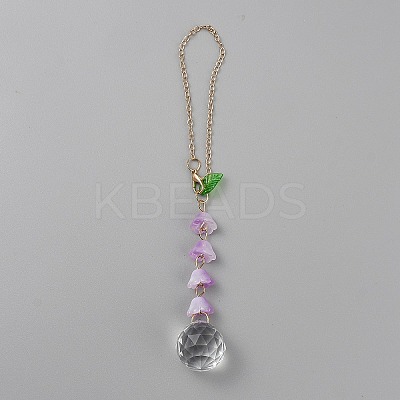 Lily of the Valley Lampwork Pendant Decorations AJEW-WH20048-13C-1
