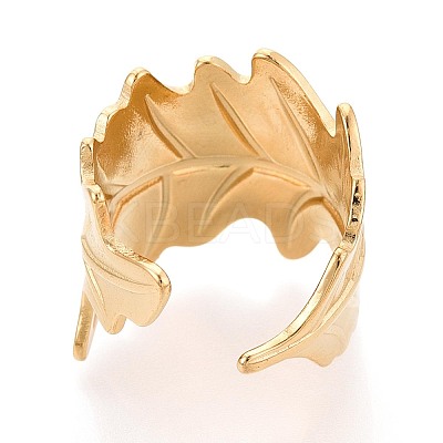 Ion Plating(IP) 304 Stainless Steel Cuff Rings for Women RJEW-N052-02G-1