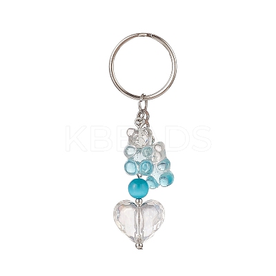 Gradient Bear & Heart Acrylic Pendant Keychain KEYC-TA00005-1