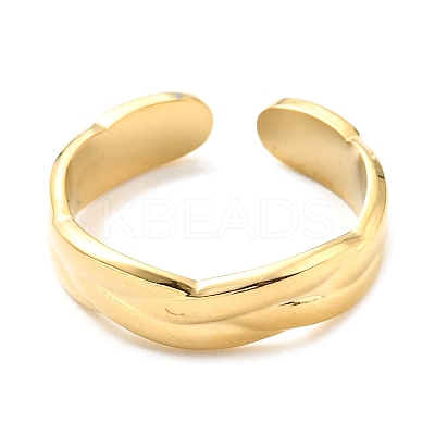 304 Stainless Steel Open Cuff Ring for Women RJEW-C016-19G-1