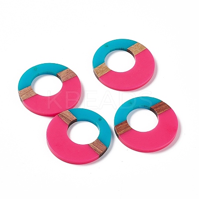 Opaque Resin & Walnut Wood Pendants RESI-M027-03D-1