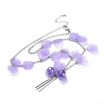 Acrylic Beads Pendant Necklaces NJEW-JN02416-1
