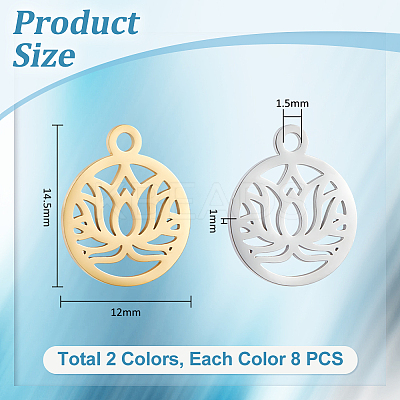 16Pcs 2 Colors 304 Stainless Steel Charms STAS-UN0055-77-1