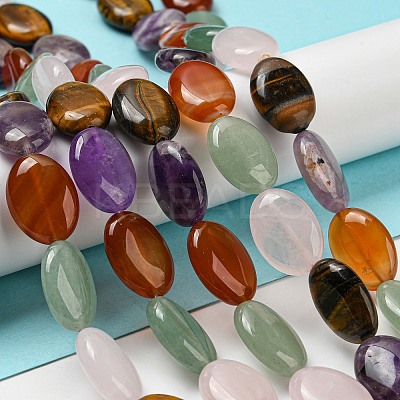 Natural Amethyst & Rose Quartz & Red Agate & Green Aventurine & Tiger Eye Beads Strands G-L164-A-16-1