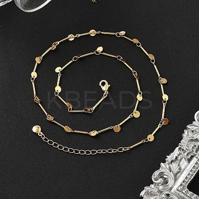 Brass Flat Round Pendant Necklaces NJEW-F329-02G-1