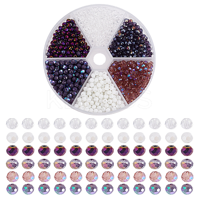 12 Strands 6 Colors Glass Beads Strands EGLA-GO0001-07C-1