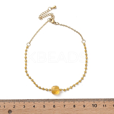304 Stainless Steel Glass Beads Link Chain Bracelets BJEW-A036-14G-02-1