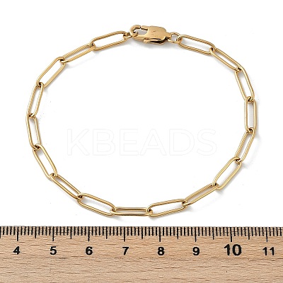 PVD Vacuum Plating 304 Stainless Steel Paperclip Chain Bracelets LS-BJEW-I295-15G-1