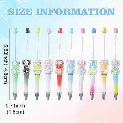 10Pcs 10 Colors Flower Plastic Beadable Pens FIND-YW0008-56-1