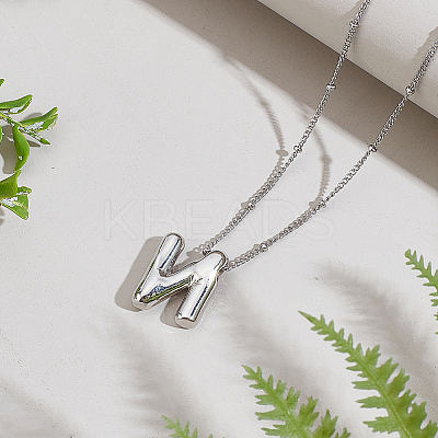 1pc Brass Chain with Alloy Letter Pendants Necklaces NJEW-LP0001-41N-P-1
