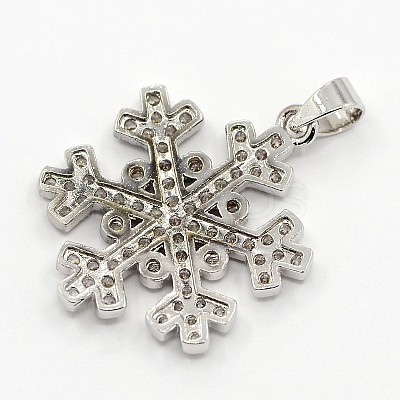 CZ Christmas Jewelry Brass Micro Pave Cubic Zirconia Snowflake Pendants ZIRC-M026-01P-1