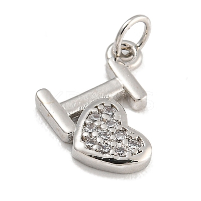 Rack Plating Brass Micro Pave Clear Cubic Zirconia Charms KK-U030-22P-1