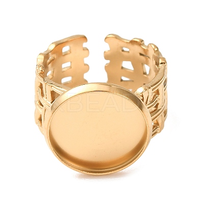 Woven Bezel 304 Stainless Steel Cuff Ring Components SA-CBAD8FA-01G-04-1
