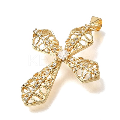 Brass Micro Pave Clear Cubic Zirconia Pendants CU-CBA9883-05G-G-1