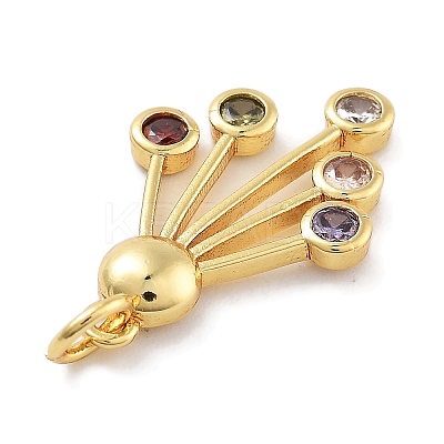 Rack Plating Brass Micro Pave Cubic Zirconia Pendants KK-Z071-74G-02-1