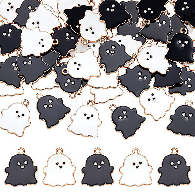 50Pcs 2 Colors Alloy Enamel Pendants ENAM-ME0001-40-1