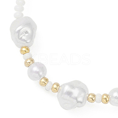ABS Plastic Imitation Pearl Beaded Stretch Bracelet & Beaded Necklace SJEW-JS01278-1
